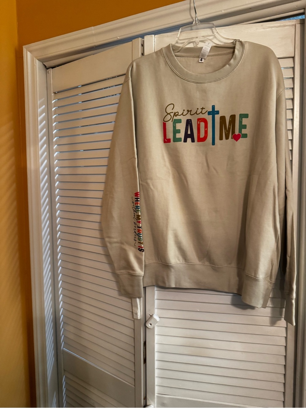 Spirit Lead Me Beige Graphic Crewneck Sweatshirt